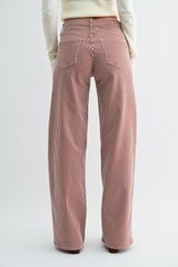 Relaxed Wide Leg Stripe Denim Pants Spice Brown Stripe