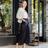 Ruched Details Liquid Leather Jacket Ivory