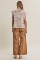 Soft Horizon Space Dye Side Button Sweater Vest Milk Tea