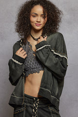 French Terry with Stud & Trim Jacket Black