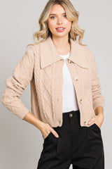 Cozy Cable Knit Cardi Warm Sand