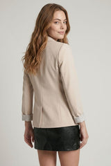 Striped Single Button Blazer Oat