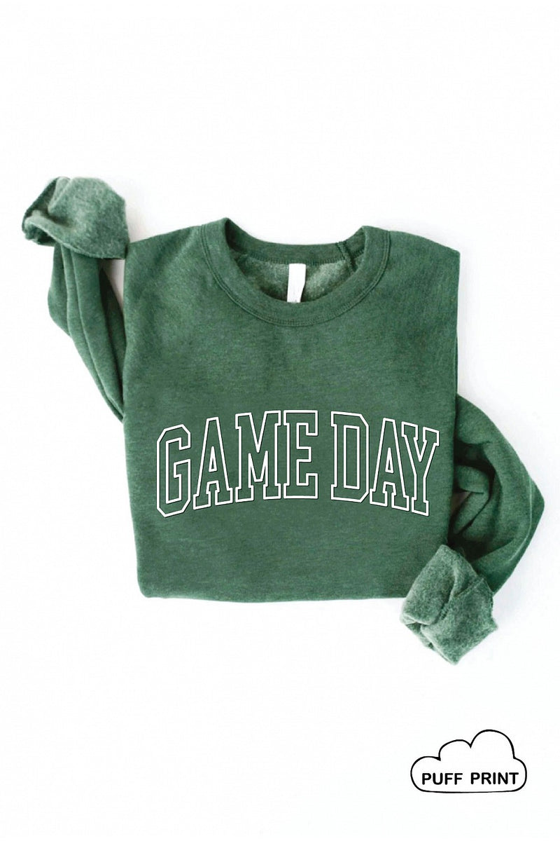 Game Day Outline Puff Print Sweatshirt Heather Forest