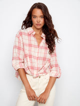 Front Twist Hem Button Down Print Top Candy