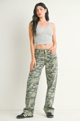 Relaxed Straight Leg Pants Camo