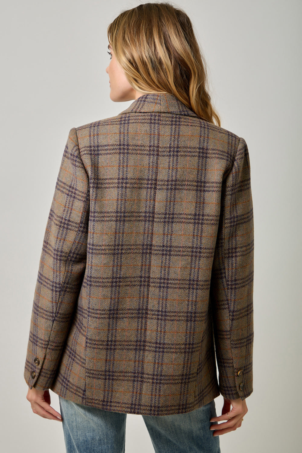 Wool Blend Winter Blazer Eggplant + Rust
