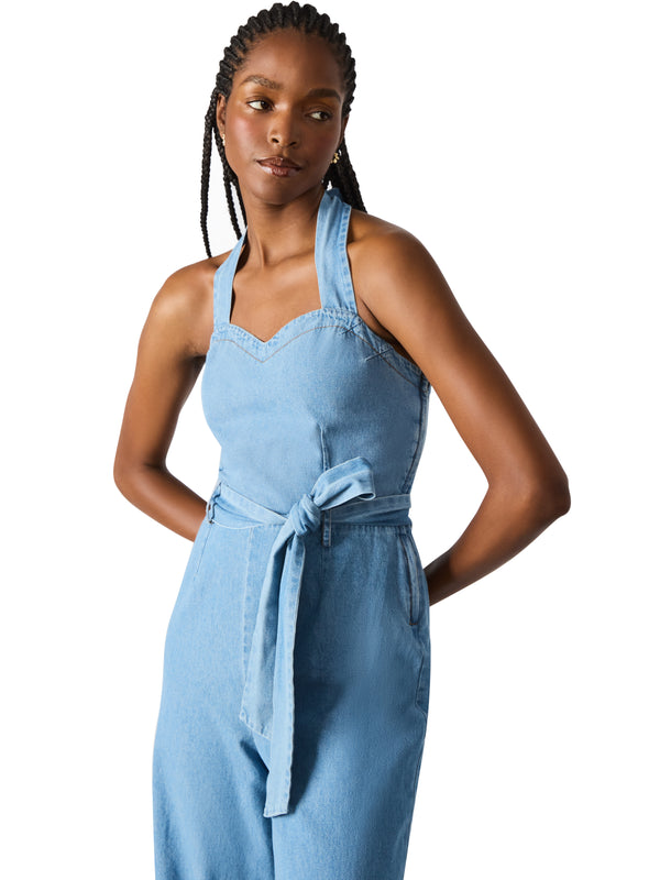 Artie Tie Waist Jumpsuit Bijou Blue