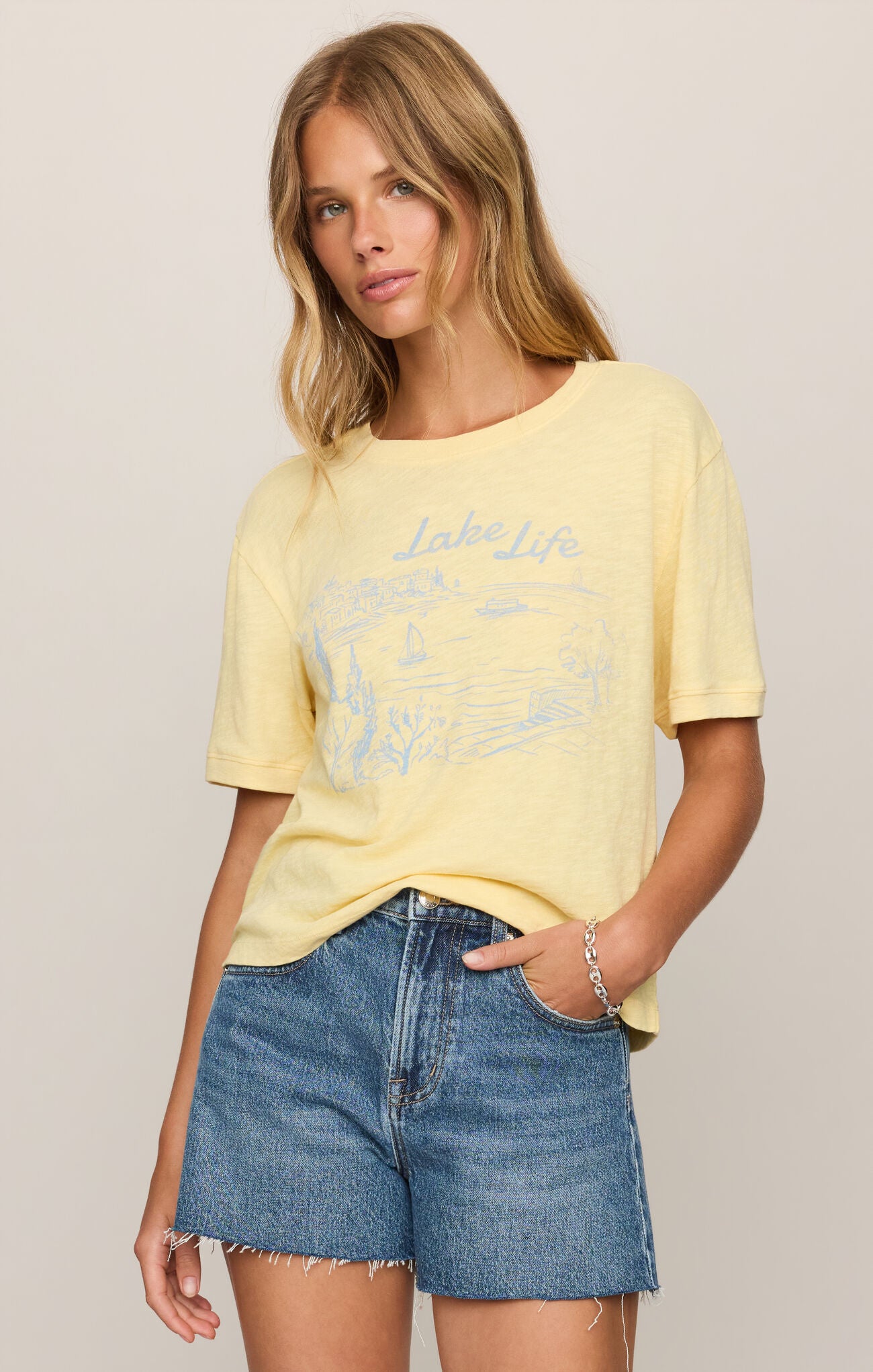Lake Life Ringer Tee Lemon Tarte