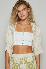 Crochets Popover Cropped Kimono Natural