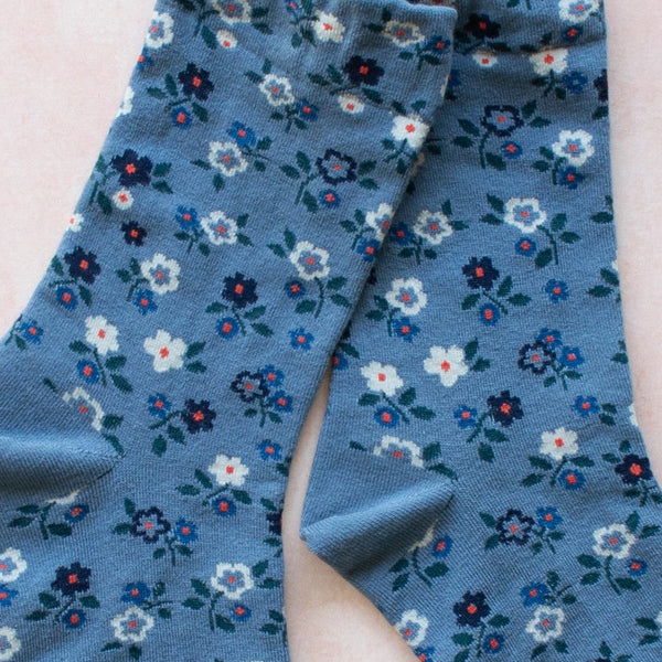 Garden Flower Socks Blue