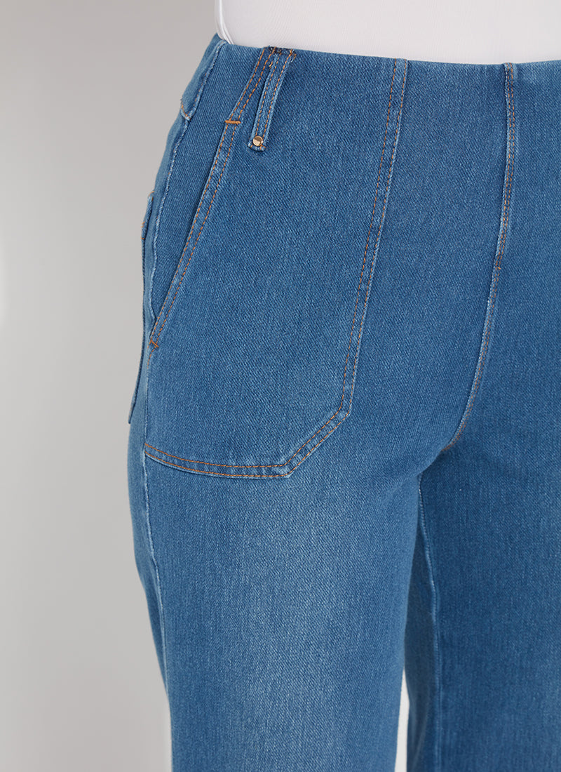 Athena Wide Leg Crop Pants Gradient Midwash