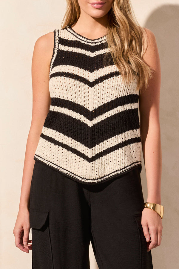 Curved Stripes Racer Back Sweater Tank