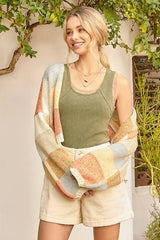 Color Mosaic Open Cardigan Ivory + Orange