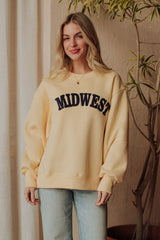 Textured Midwest Fleece Crew Neck Sweatshirt Yellow