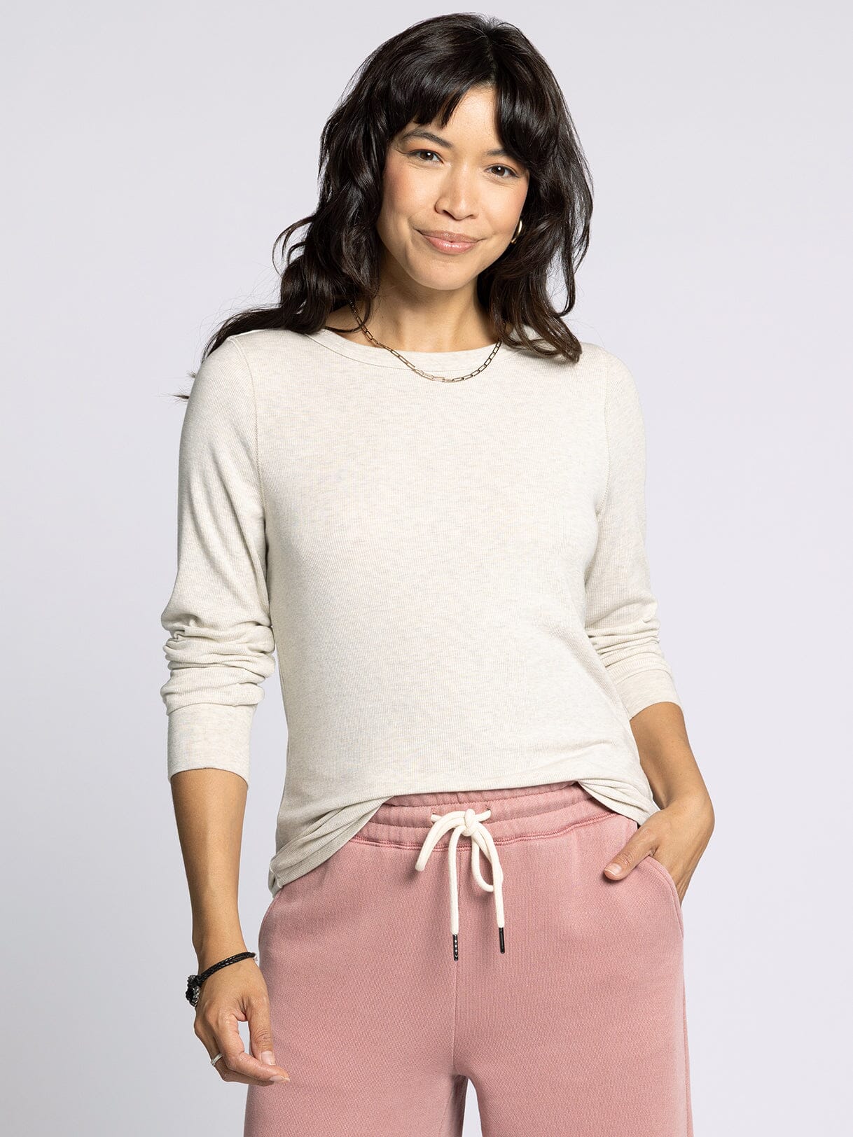 Stacy Long Sleeve Top Sand Heather