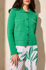 Collared Button Down Sweater Cardigan Kelly