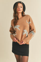 Mohair Leopards Drop Shoulder Sweater Warm Tan