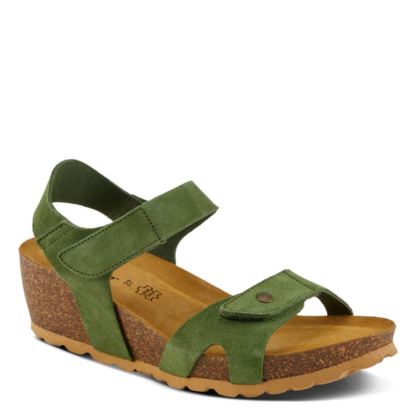 Babybell Wedge Sandals Green Suede
