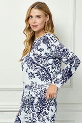 Forest Floral Contrast Crew Sweater White