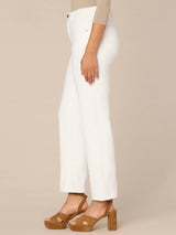 High Rise Spliced Ankle Front Seam Straight Leg Pants Optic White