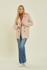 Textured Notch Collar Coat Blush Beige