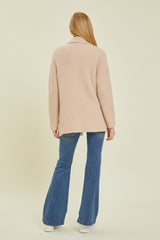 Textured Notch Collar Coat Blush Beige