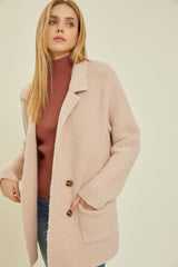 Textured Notch Collar Coat Blush Beige