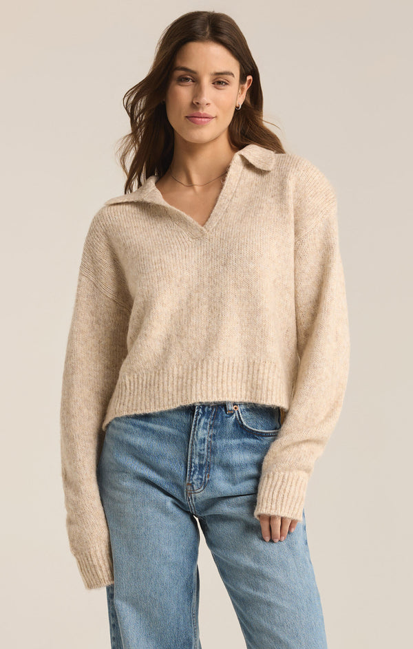 Redford Collared Sweater Light Oatmeal Heather