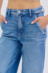 High Rise Slanted Pocket Wide Leg Jeans Medium