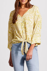 Printed Crepe Kimono Blouse Pear
