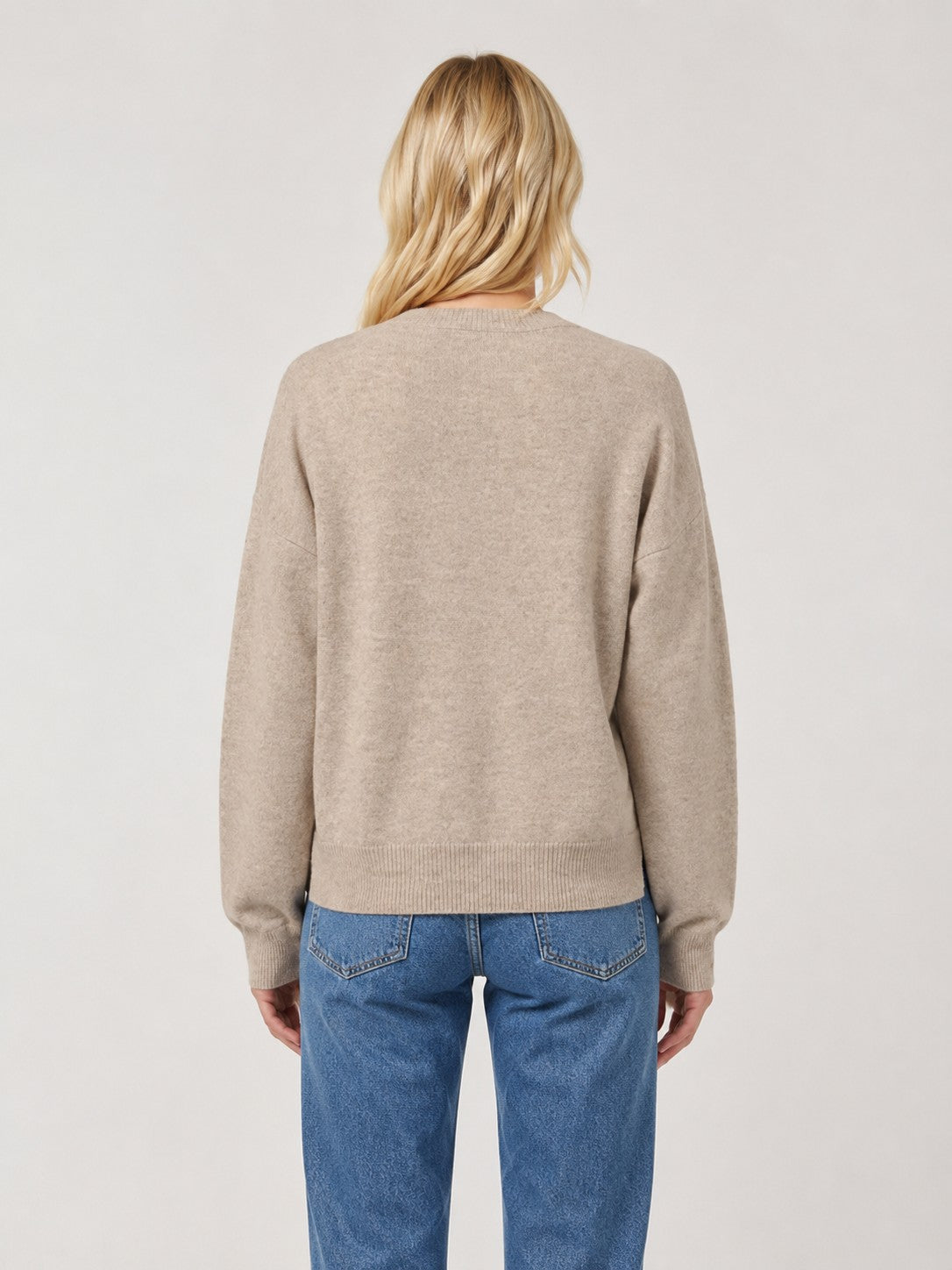 Novelty Printed Stitch Floral Sweater Taupe