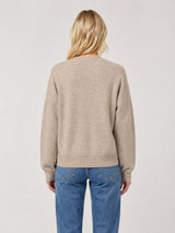 Novelty Printed Stitch Floral Sweater Taupe