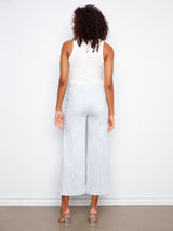 Stripe Print Patch Pocket Wide Leg Jeans Lines