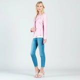 Classic Leather Knit Moto Jacket Pink