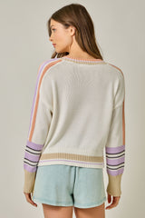 Color Block Embroidered Fish Sweater Off White Mix