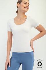 Recycled Butter Round Neck Short Sleeve Tee White Pearl