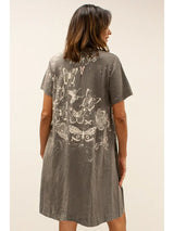 Bowie Free Butterfly Tshirt Dress Dark Grey