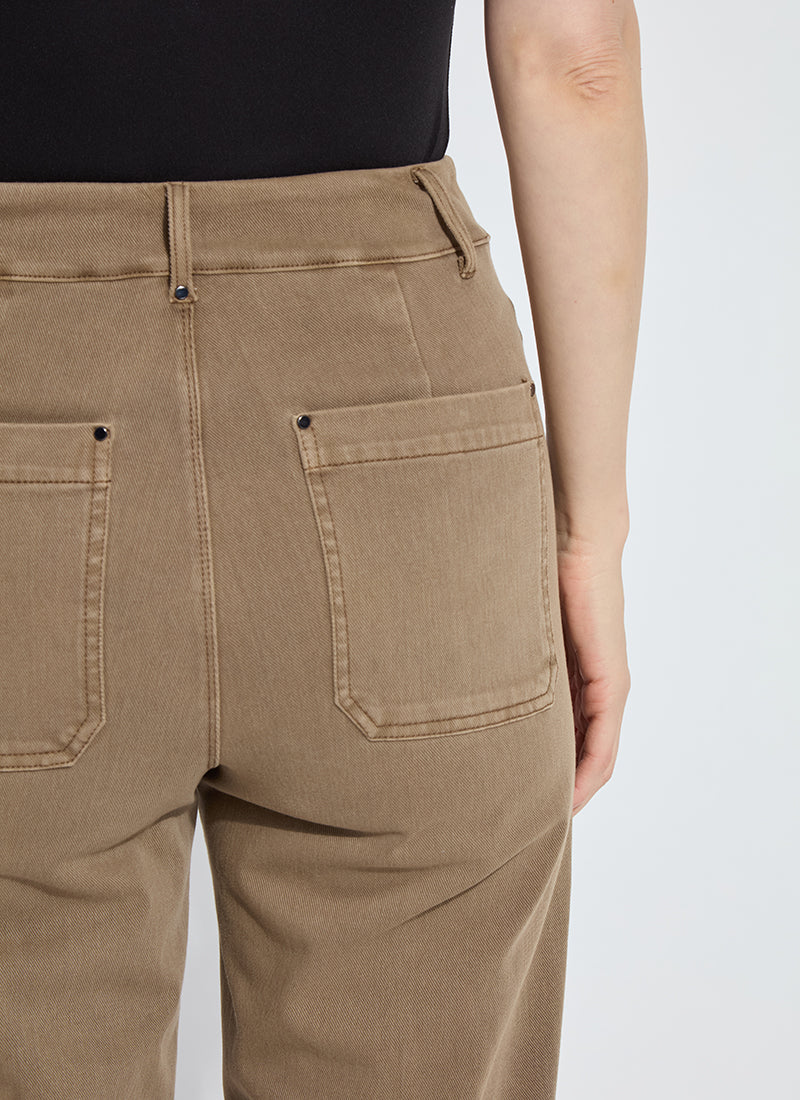 Erin High Waist Wide Leg Denim Pants Antique Wash Smoked Olive