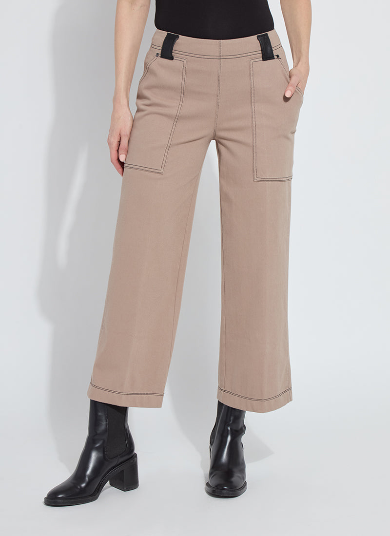 Valerie Wide Leg Crop Denim Pants Timeless Taupe