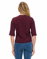 Ruched Detail Half Sleeve Top Wine