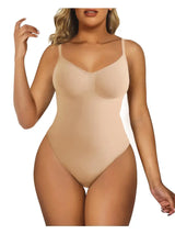 SHAPERX Tummy Control Shaperwear Butt Lift Seamless Bodysuit Beige