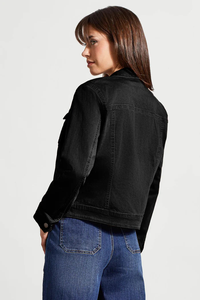 Zip Front Chest Pocket Jacket Black