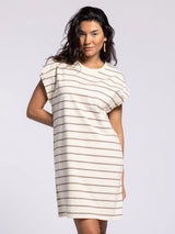 Rue T Shirt Dress Seashell + Fallen Rock Stripe