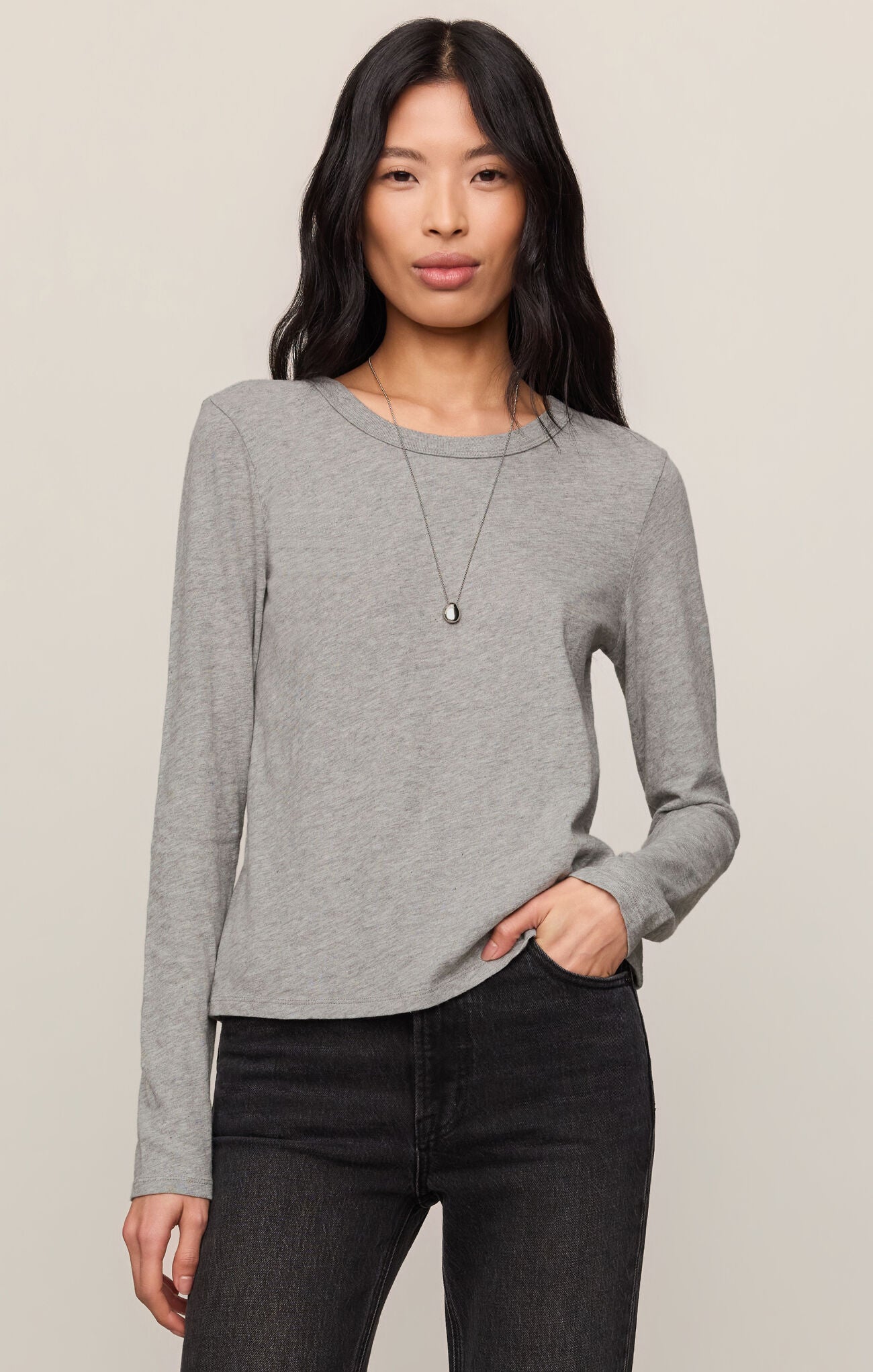 Junie Long Sleeve Tee Classic Heather Grey