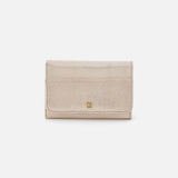 Jill Polished Leather Trifold Wallet Sand Shimmer