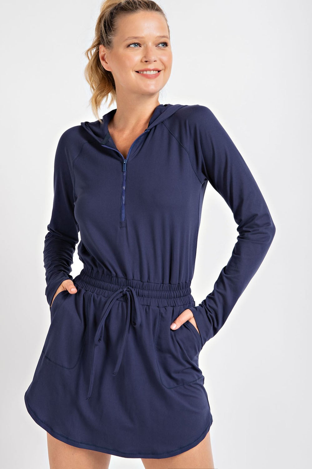Butter 2 in 1 Long Sleeve Hoodie Romper Navy