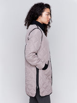 Long Quilted Puffer Jacket Taupe