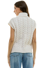 Pearl Crystal Turtleneck Sweater Tank Ivory