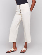 Flex Front Button Fly Straight Crop Pants Natural