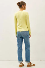 Ribbed Crew Neck Long Sleeve Basic Top Acacia